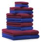 Preview: Betz Set di 10 asciugamani Classic 2 lavette 2 asciugamani per ospiti 4 asciugamani 2 asciugamani da doccia 100% cotone colore blu reale e rosso scuro