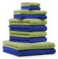 Preview: Betz 10-tlg. Handtuch-Set CLASSIC 100% Baumwolle 2 Duschtücher 4 Handtücher 2 Gästetücher 2 Seiftücher Farbe royalblau und apfelgrün