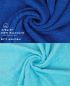 Preview: Betz 10-tlg. Handtuch-Set CLASSIC 100% Baumwolle 2 Duschtücher 4 Handtücher 2 Gästetücher 2 Seiftücher Farbe royalblau und türkis