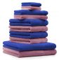 Preview: 10 Piece Towel Set Classic - Premium royal blue & old rose, 2 face cloths 30x30 cm, 2 guest towels 30x50 cm, 4 hand towels 50x100 cm, 2 bath towels 70x140 cm