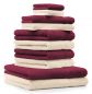 Preview: Betz Set di 10 asciugamani Classic-Premium 2 lavette 2 asciugamani per ospiti 4 asciugamani 2 asciugamani da doccia 100 % cotone colore rosso scuro e beige