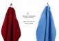 Preview: 10 Piece Towel Set Classic - Premium dark red & light blue, 2 face cloths 30x30 cm, 2 guest towels 30x50 cm, 4 hand towels 50x100 cm, 2 bath towels 70x140 cm
