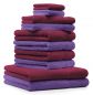 Preview: Betz 10-tlg. Handtuch-Set CLASSIC 100% Baumwolle 2 Duschtücher 4 Handtücher 2 Gästetücher 2 Seiftücher Farbe dunkelrot und lila
