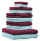 Preview: 10 Piece Towel Set Classic - Premium dark red & turquoise, 2 face cloths 30x30 cm, 2 guest towels 30x50 cm, 4 hand towels 50x100 cm, 2 bath towels 70x140 cm