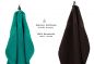 Preview: 10 uds. Juego de toallas Classic- Premium , color:verde esmeralda y marrón oscuro, 2 toallas de cara 30x30, 2 toallas de invitados 30x50, 4 toallas de 50x100, 2 toallas de baño 70x140 cm