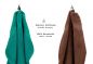 Preview: Betz 10-tlg. Handtuch-Set CLASSIC 100% Baumwolle 2 Duschtücher 4 Handtücher 2 Gästetücher 2 Seiftücher Farbe smaragdgrün und nussbraun