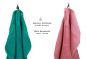 Preview: 10 uds. Juego de toallas Classic- Premium , color:verde esmeralda y rosa , 2 toallas de cara 30x30, 2 toallas de invitados 30x50, 4 toallas de 50x100, 2 toallas de baño 70x140 cm