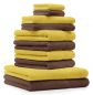Preview: Lot de 10 serviettes Classic, couleur jaune et marron noisette, 2 lavettes, 2 serviettes d'invité, 4 serviettes de toilette, 2 serviettes de bain de Betz
