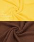 Preview: Betz 10-tlg. Handtuch-Set CLASSIC 100% Baumwolle 2 Duschtücher 4 Handtücher 2 Gästetücher 2 Seiftücher Farbe gelb und nussbraun