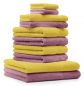 Preview: Betz 10-tlg. Handtuch-Set CLASSIC 100% Baumwolle 2 Duschtücher 4 Handtücher 2 Gästetücher 2 Seiftücher Farbe gelb und altrosa