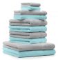 Preview: Lot de 10 serviettes Classic, couleur gris argenté et turquoise, 2 lavettes, 2 serviettes d'invité, 4 serviettes de toilette, 2 serviettes de bain de Betz