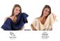 Preview: Betz Set di 10 asciugamani Classic-Premium 2 lavette 2 asciugamani per ospiti 4 asciugamani 2 asciugamani da doccia 100 % cotone colore blu scuro e beige