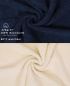 Preview: Betz 10-tlg. Handtuch-Set CLASSIC 100% Baumwolle 2 Duschtücher 4 Handtücher 2 Gästetücher 2 Seiftücher Farbe dunkelblau und beige