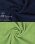 Preview: Betz 10-tlg. Handtuch-Set CLASSIC 100% Baumwolle 2 Duschtücher 4 Handtücher 2 Gästetücher 2 Seiftücher Farbe dunkelblau und apfelgrün