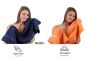 Preview: Betz 10-tlg. Handtuch-Set CLASSIC 100% Baumwolle 2 Duschtücher 4 Handtücher 2 Gästetücher 2 Seiftücher Farbe dunkelblau und orange