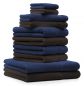 Preview: Betz 10-tlg. Handtuch-Set CLASSIC 100% Baumwolle 2 Duschtücher 4 Handtücher 2 Gästetücher 2 Seiftücher Farbe dunkelblau und dunkelbraun