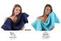 Preview: Betz 10 Piece Towel Set CLASSIC 100% Cotton 2 Face Cloths 2 Guest Towels 4 Hand Towels 2 Bath Towels Colour: dark blue & turquoise