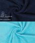 Preview: Betz 10-tlg. Handtuch-Set CLASSIC 100% Baumwolle 2 Duschtücher 4 Handtücher 2 Gästetücher 2 Seiftücher Farbe dunkelblau und türkis