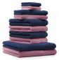 Preview: Betz Juego de 10 toallas CLASSIC 100% algodón en azul marino y rosa