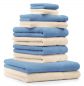 Preview: Betz 10 Piece Towel Set CLASSIC 100% Cotton 2 Face Cloths 2 Guest Towels 4 Hand Towels 2 Bath Towels Colour: beige & light blue