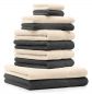 Preview: Betz Set di 10 asciugamani Classic-Premium 2 lavette 2 asciugamani per ospiti 4 asciugamani 2 asciugamani da doccia 100 % cotone colore grigio antracite e beige
