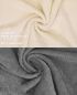 Preview: Betz 10-tlg. Handtuch-Set CLASSIC 100% Baumwolle 2 Duschtücher 4 Handtücher 2 Gästetücher 2 Seiftücher Farbe beige und anthrazitgrau