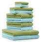 Preview: 10 Piece Towel Set Classic - Premium apple green & turquoise, 2 face cloths 30x30 cm, 2 guest towels 30x50 cm, 4 hand towels 50x100 cm, 2 bath towels 70x140 cm