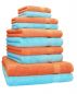 Preview: Betz 10-tlg. Handtuch-Set CLASSIC 100% Baumwolle 2 Duschtücher 4 Handtücher 2 Gästetücher 2 Seiftücher Farbe orange und türkis