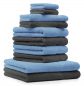 Preview: Betz 10-tlg. Handtuch-Set CLASSIC 100% Baumwolle 2 Duschtücher 4 Handtücher 2 Gästetücher 2 Seiftücher Farbe hellblau und anthrazitgrau