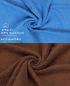 Preview: Betz 10-tlg. Handtuch-Set CLASSIC 100% Baumwolle 2 Duschtücher 4 Handtücher 2 Gästetücher 2 Seiftücher Farbe hellblau und nussbraun