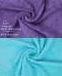 Preview: Betz 10-tlg. Handtuch-Set CLASSIC 100% Baumwolle 2 Duschtücher 4 Handtücher 2 Gästetücher 2 Seiftücher Farbe lila und türkis
