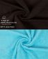 Preview: Betz 10-tlg. Handtuch-Set CLASSIC 100% Baumwolle 2 Duschtücher 4 Handtücher 2 Gästetücher 2 Seiftücher Farbe dunkelbraun und türkis