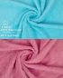 Preview: Betz Juego de 10 toallas CLASSIC 100% algodón en turquesa y rosa