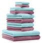 Preview: Betz Set di 10 asciugamani Classic-Premium 2 lavette 2 asciugamani per ospiti 4 asciugamani 2 asciugamani da doccia 100 % cotone colore turchese e rosa antico
