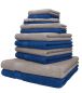 Preview: Betz Juego de 12 toallas PALERMO 100% algodón de color azul y gris piedra