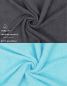 Preview: Betz Lot de 10 gants de toilette PALERMO 100% coton taille 16x21 cm couleur: gris anthracite & turquoise