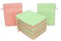 Preview: Betz Paquete de 10 piezas de manoplas de baño PALERMO 100% algodón juego de guantes para lavarse tamaño 16x21 cm de color verde y albaricoque