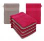 Preview: Betz set di 10 guanti da bagno PALERMO 100 % cotone misure 16 x 21 cm rosso cranberry-grigia pietra