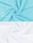 Preview: Betz PALERMO Seifetücher-Set – 10er Seiftücher-Set -  Handtücher-Set - Händehandtücher - 30 x 30cm – Farbe weiß und türkis