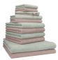 Preview: Betz Lot de 12 serviettes BERLIN 100% coton 2 draps de bain 4 serviettes de toilette 2 serviettes d'invité  2 lavettes et 2 gants couleur jade - cappuccino