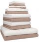 Preview: Betz 12 piece towel set BERLIN 100% cotton  bath towels  hand towels  guest towels  wash cloths  wash mitts colour cappuccino - white