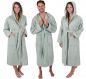 Preview: Betz Set of 3 Bathrobes with hood for men and women - sauna bathrobe 100% cotton - sauna dressing gown– BERLIN colour jade  Size S/M