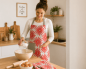 Preview: 3 Piece Kitchen Set Apron Oven Cloth Oven Glove FLOWER