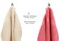 Preview: Betz Juego de 12 toallas PREMIUM 100% algodón de color beige arena/rojo frambuesa