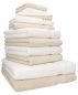 Preview: Betz 12-tlg. Handtuch-Set PREMIUM 100% Baumwolle 2 Duschtücher 4 Handtücher 2 Gästetücher 2 Seiftücher 2 Waschhandschuhe weiß/sand