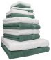 Preview: Betz Juego de 12 toallas PREMIUM 100% algodón de color blanco/verde abeto