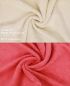 Preview: Betz 10 Stück Seiftücher PREMIUM 100% Baumwolle Größe 30x30 cm Farbe  sand - himbeere