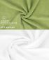 Preview: Betz 10 Stück Seiftücher PREMIUM 100% Baumwolle Größe 30x30 cm Farbe avocadogrün - weiß