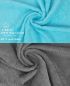 Preview: Betz 6 pièces de serviettes PREMIUM 100% coton taille 50x100cm turquoise / anthracite