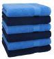 Preview: Betz 6 pièces de serviettes PREMIUM 100% coton taille 50x100cm bleu foncé / bleu clair